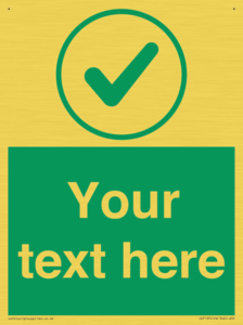 Custom green background, green tick in circle sign